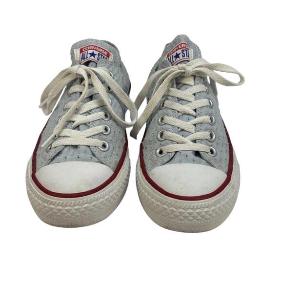PFR CONVERSE All Star Low Top Powder Blue Eyelet Fabric Chucks Sneakers Sz 7 - Picture 3 of 8